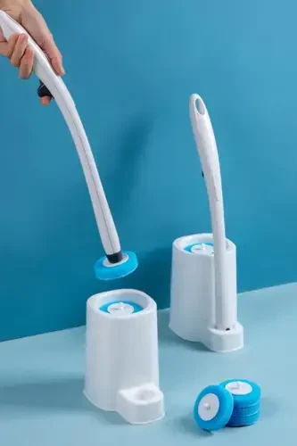Single-Use Toilet Brush with Special Detergent, Touch-Free Use, Toilet Cleaner, 6 Sponges - 1