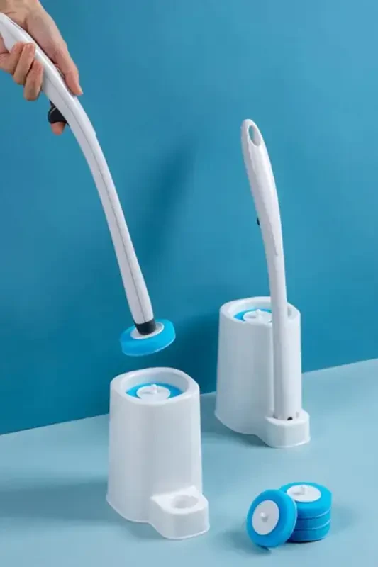 Single-Use Toilet Brush with Special Detergent, Touch-Free Use, Toilet Cleaner, 6 Sponges - 1