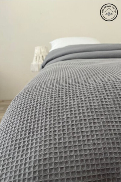 Single Waffle Pattern Cotton Bedspread Hotel Style Luxury Duvet White/Colored - 10