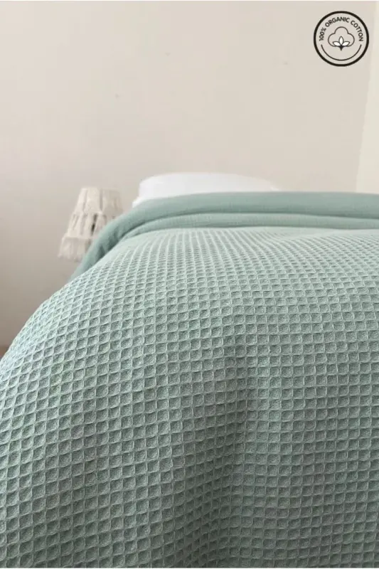 Single Waffle Patterned 100% Cotton Bedspread Hotel Style Luxury Pike - 5
