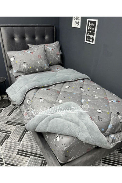 Single Welsoft Fluffy Sleep Set (With Fitted Sheet) Space Smoke - 14