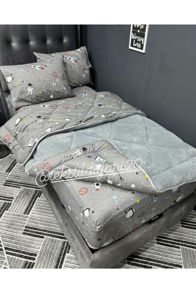 Single Welsoft Fluffy Sleep Set (With Fitted Sheet) Space Smoke - 18