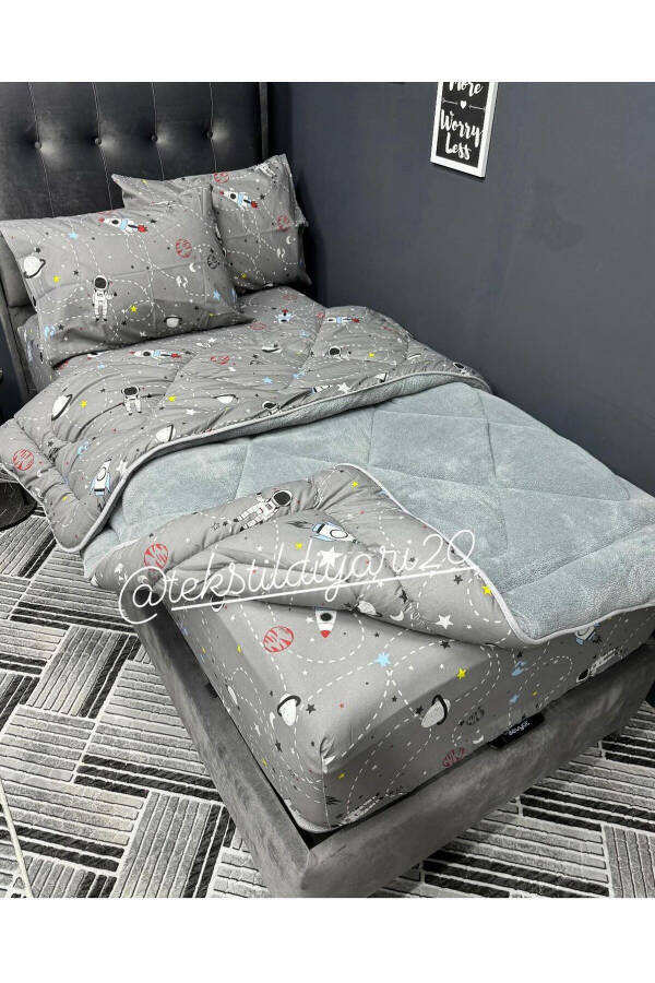 Single Welsoft Fluffy Sleep Set (With Fitted Sheet) Space Smoke - 18