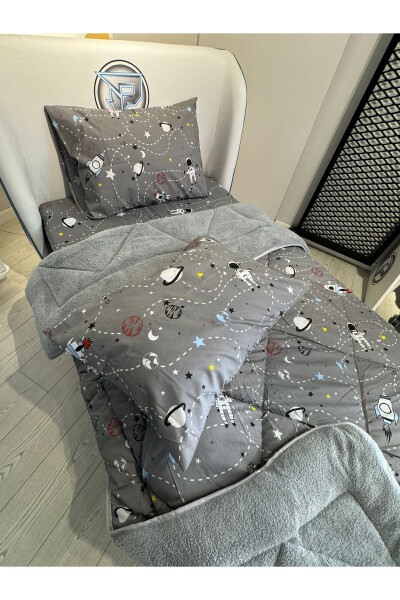 Single Welsoft Fluffy Sleep Set (With Fitted Sheet) Space Smoke - 3