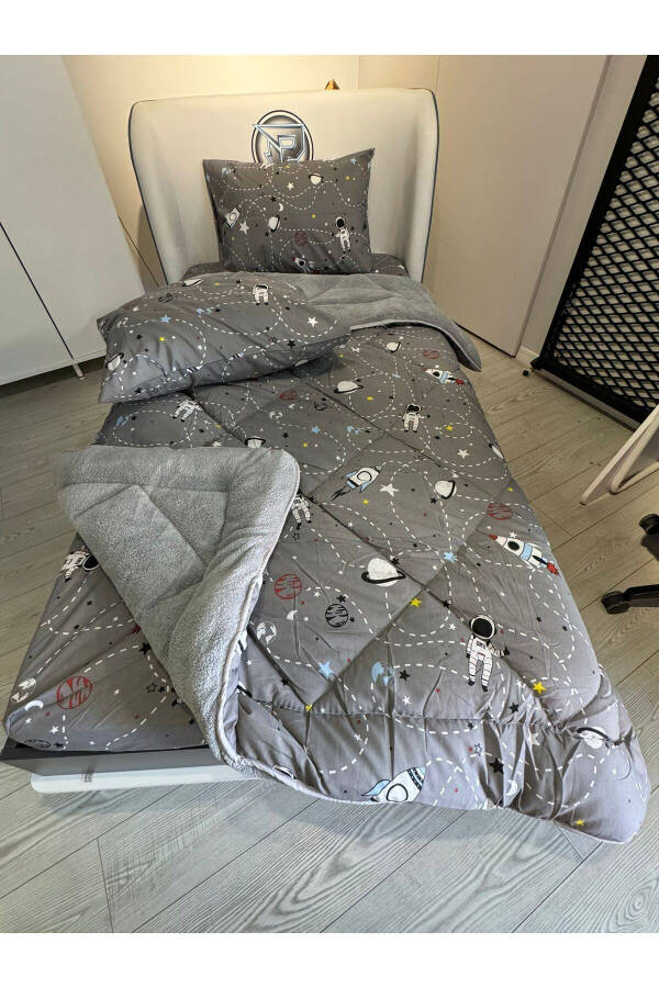 Single Welsoft Fluffy Sleep Set (With Fitted Sheet) Space Smoke - 4