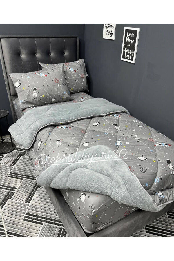 Single Welsoft Fluffy Sleep Set (With Fitted Sheet) Space Smoke - 8