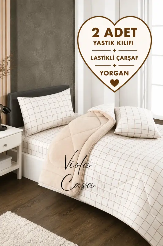 Single Welsoft Puffy Sleep Set (Fitted Sheet) Cream Square - 1