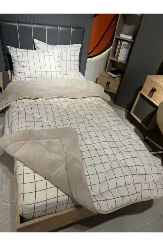 Single Welsoft Puffy Sleep Set (Fitted Sheet) Cream Square - VIOLACASA (1)