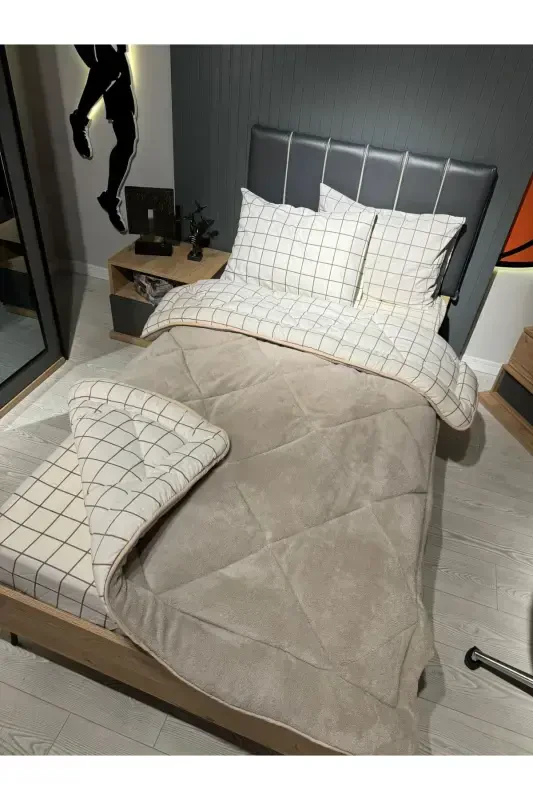 Single Welsoft Puffy Sleep Set (Fitted Sheet) Cream Square - 8