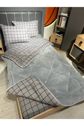 Single Welsoft Puffy Sleep Set (With Fitted Sheet) Smoke Square - 3