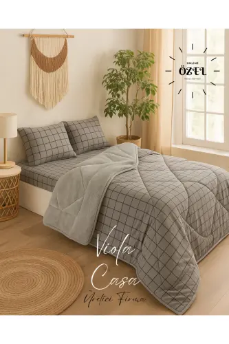 Single Welsoft Puffy Sleep Set (With Fitted Sheet) Smoke Square - 7