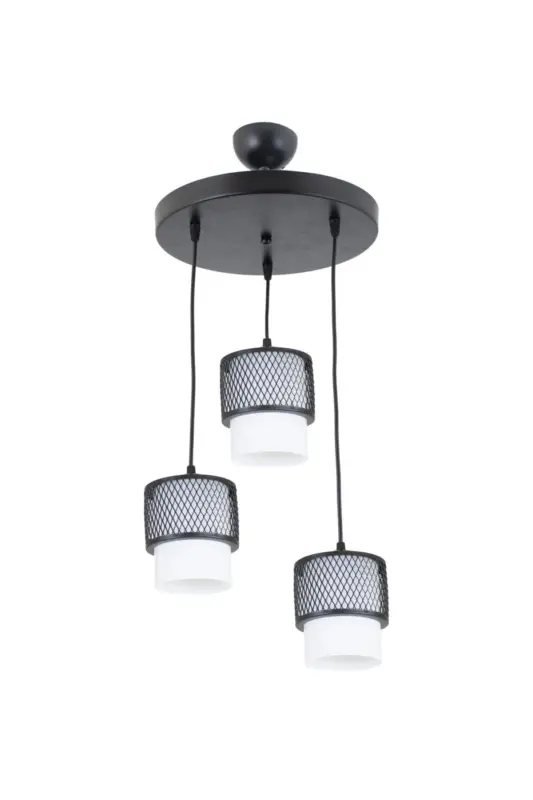 Single White Glass Cage Model Modern Pendant Chandelier-BLACK - 1