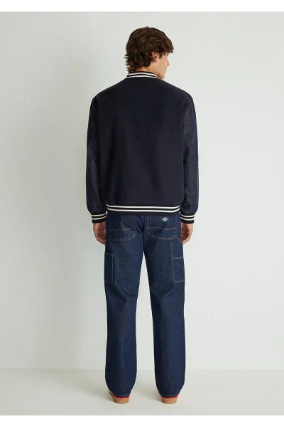 Синяя бомбер куртка с принтом темно-синего цвета - MAVI (1)