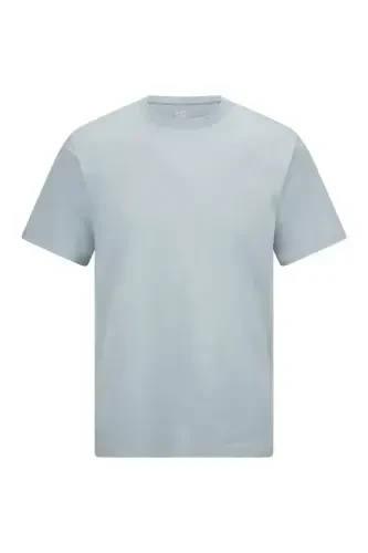 Синяя футболка с круглым вырезом из хлопка стандартного кроя-Синий - 1