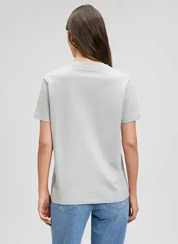 Синяя футболка женская с круглым вырезом серая M1600965-70075-BASIC SHORT SLEEVE T - 4