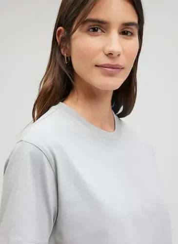 Синяя футболка женская с круглым вырезом серая M1600965-70075-BASIC SHORT SLEEVE T - 5