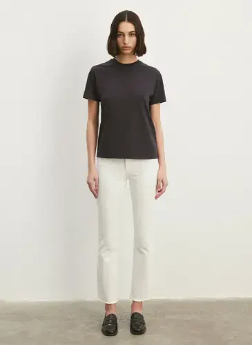 Синяя футболка женская с круглым вырезом серая M1600965-70087-BASIC SHORT SLEEVE T - MAVI (1)
