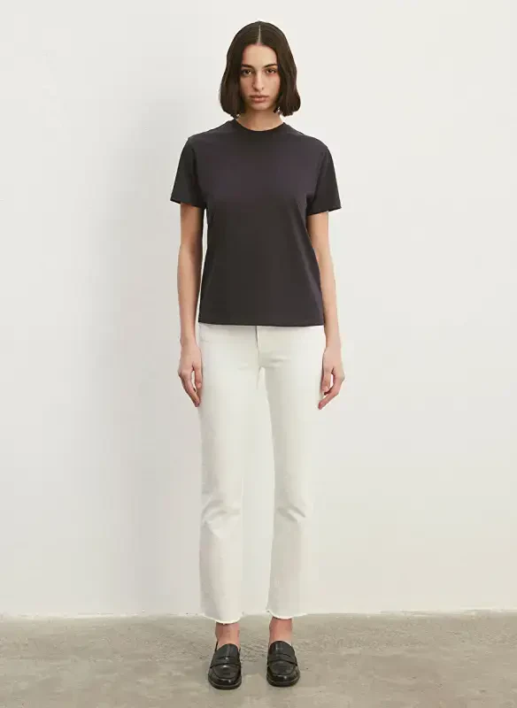 Синяя футболка женская с круглым вырезом серая M1600965-70087-BASIC SHORT SLEEVE T - 2