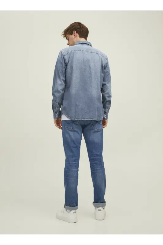 Синяя клетчатая мужская рубашка от JJESHERIDAN SHIRT L/S NOOS. - 2