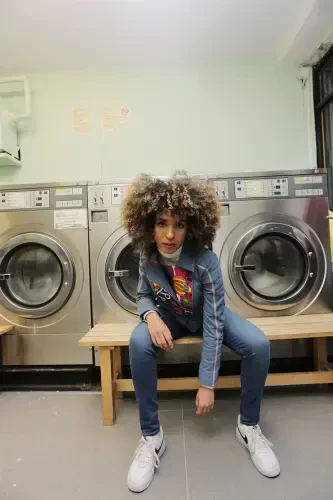 Синяя кожаная куртка для женщин Ikigai The City Каппадокия с принтом - 5