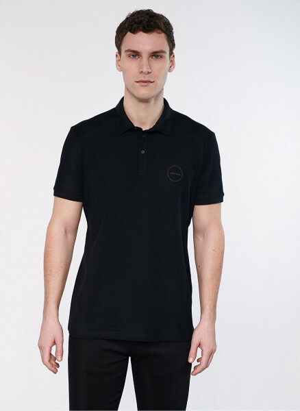 Синяя Однотонная Черная Мужская Поло-Футболка M0610305-900_POLO TİŞÖRT - 3