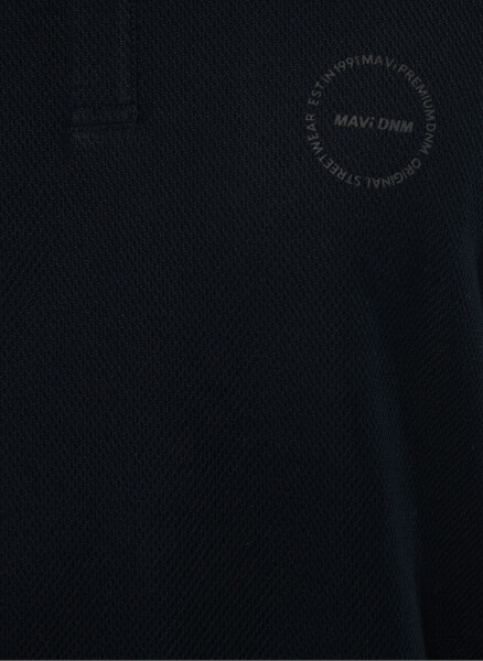 Синяя Однотонная Черная Мужская Поло-Футболка M0610305-900_POLO TİŞÖRT - 6