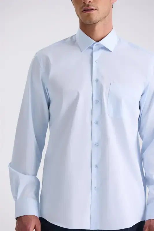 Синяя рубашка Classic Fit, 100% хлопок - 3