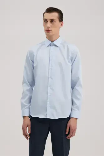 Синяя рубашка Comfort Fit из 100% хлопка, не требующая глажки, Non Iron. - JAKAMEN (1)