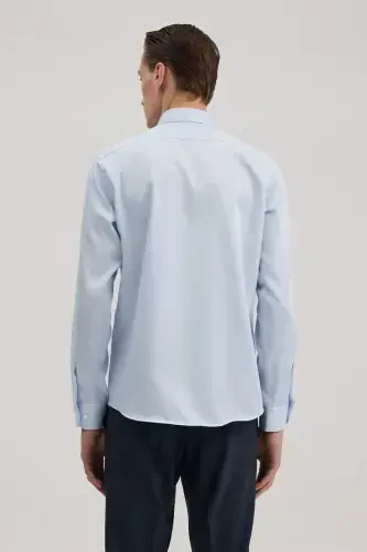 Синяя рубашка Comfort Fit из 100% хлопка, не требующая глажки, Non Iron. - 3