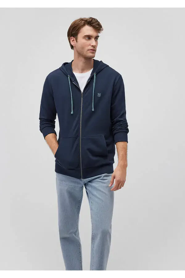 Синяя толстовка с логотипом и молнией 065582-26828 - 2