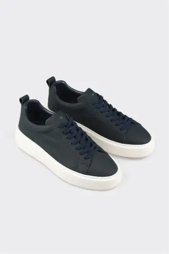 Синие кожаные мужские кроссовки - ELLE SHOES (1)