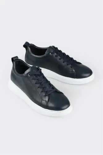 Синие кожаные мужские кроссовки - ELLE SHOES (1)
