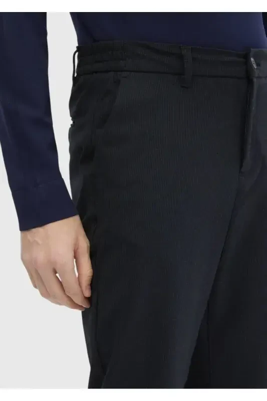 Синие полосатые трикотажные спортивные брюки свободного кроя - 3