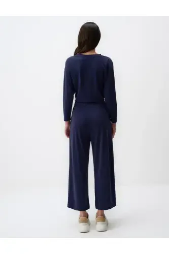 Синие широкие удобные спортивные штаны-синие - 6