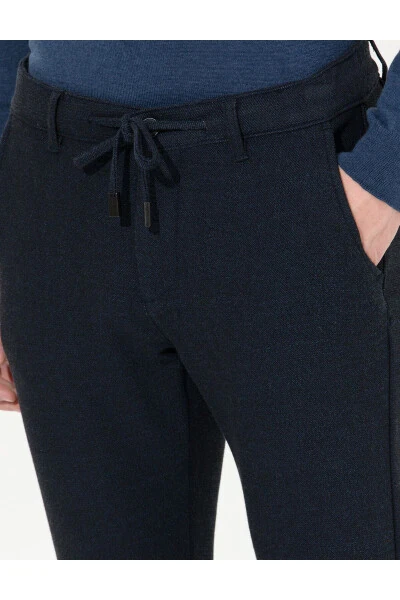 Синие узкие брюки из канваса - 5