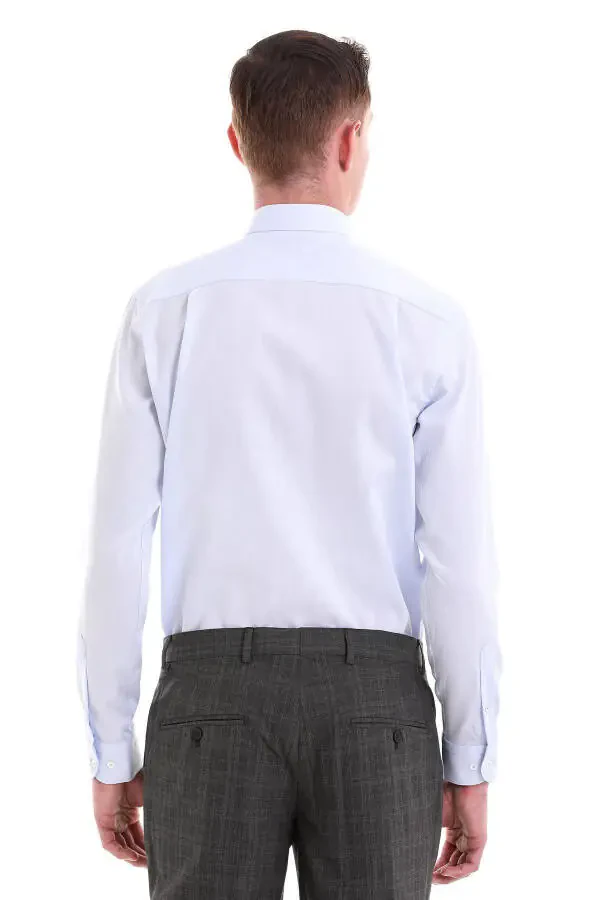 Синий Comfort Fit Узорчатый 100% Хлопковый Приталенный Воротник Uz - 6