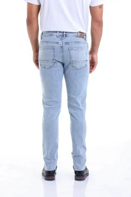 Синий Динамичный Fit Прямой Хлопковый 5-Карманный Джинсы-B. - 6