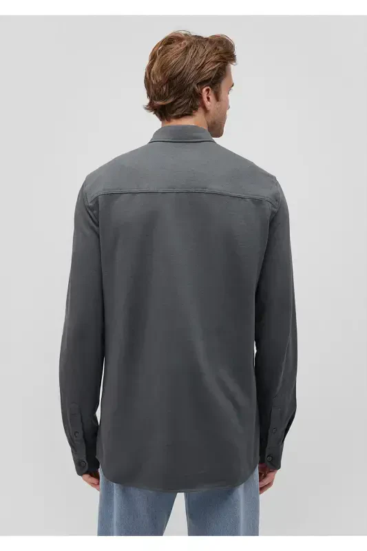 СИНИЙ МУЖСКОЙ ДЛИННЫЙ РУКАВ РУБАШКА Moss Green 0211092-71 - 4