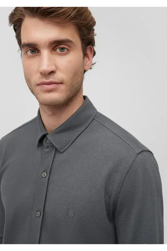 СИНИЙ МУЖСКОЙ ДЛИННЫЙ РУКАВ РУБАШКА Moss Green 0211092-71 - 5