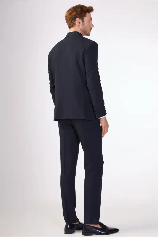 Синий мужской костюм-смокинг Slim Fit с классическим лацканом - 92385 - 4