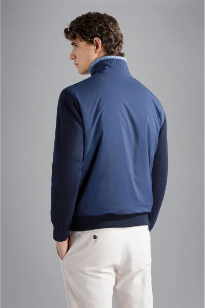 Синий мужской свитер с длинными рукавами, на молнии, с воротником стойкой - PAUL&SHARK (1)