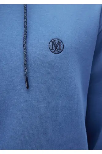 СИНИЙ С логотипом Толстовка с капюшоном Черный свитер 065606-Mavi - 6