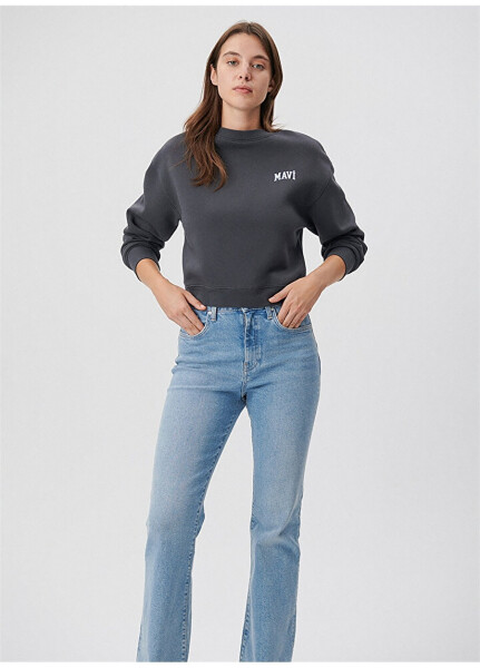 Синий свитер с круглым вырезом для женщин синего цвета M1611601-70763 LOGO SHORT SWEATSHIRT - 2