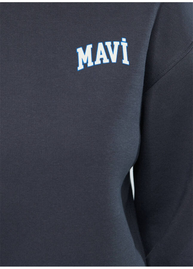 Синий свитер с круглым вырезом для женщин синего цвета M1611601-70763 LOGO SHORT SWEATSHIRT - 4