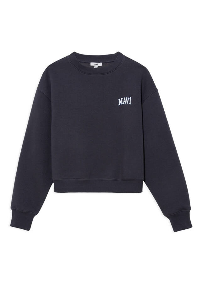 Синий свитер с круглым вырезом для женщин синего цвета M1611601-70763 LOGO SHORT SWEATSHIRT - 8