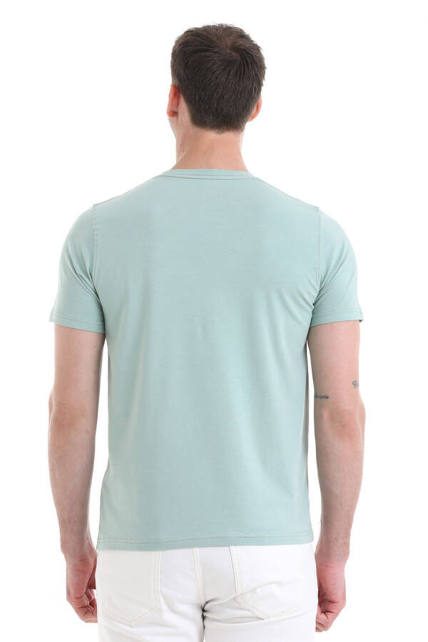 Синий Трикотаж Прямого Кроя из Хлопка с Круглым Вырезом - 6