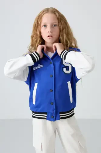 Синий хлопковый свитшот для девочек с флисовой подкладкой, мягкой текстурой, стандартной посадкой, вышитый - 75163 - TOMMY LIFE (1)