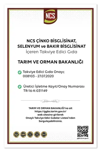 Sink, Selen va Mis Bisglytsinati o'z ichiga olgan 180 ta tablet. Turkiyada birinchi va yagona. - 3