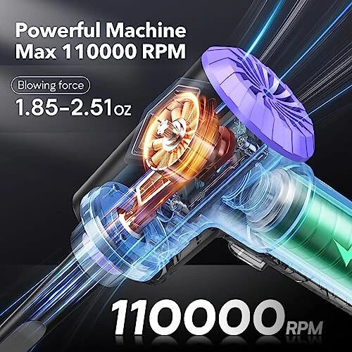 Siqilgan havo tozalagich klaviatura tozalagich - Kompyuter PC uchun simsiz elektr havo tozalagich 110000RPM Konserva havo puflangich sprey qutisi Avtomobil tozalagich - 3