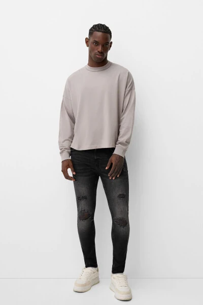 Siqilgan juda yupqa yopishgan jinsi shim - BERSHKA (1)